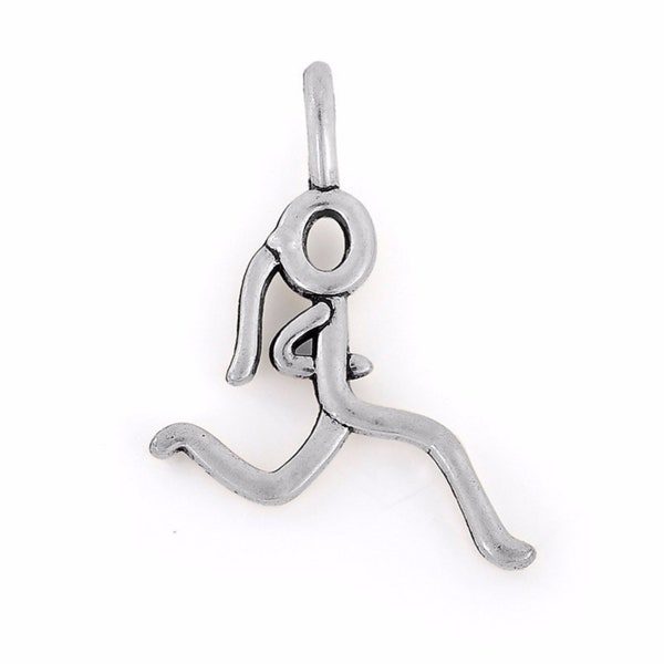 Antique Silver Running Girl Charm