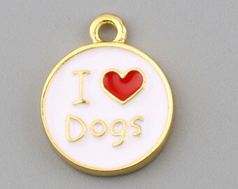 Enameled I Love Dogs Charm