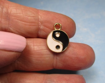 Enameled Gold Plated Yin Yang Charm