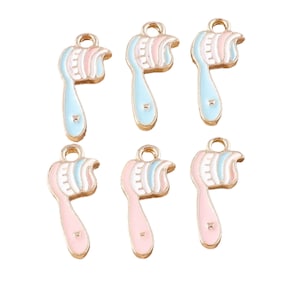 Pink or Blue Enamel Toothbrush Charm