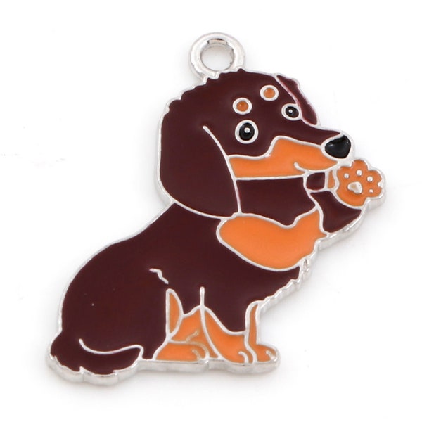 Enamel Dachshund Dog Charm