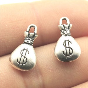 925 Sterling Silver Money Bag Charm Dollar Charm Las Vagas Charm Lucky Charm USA Symbol Charm for Pandora Charms Bracelet