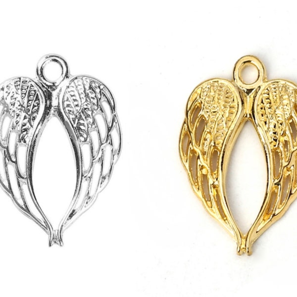 Angel Wings Charm Gold or Silver Plate