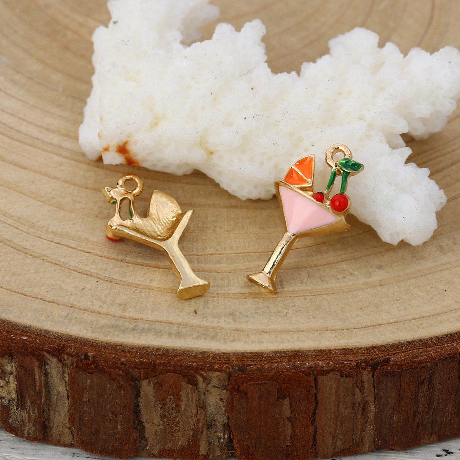 Pink Enameled Mixed Drink Charm - Etsy