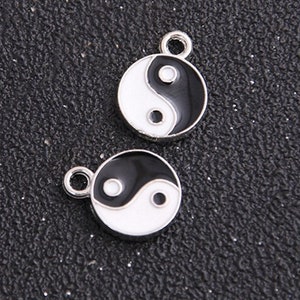 Silver Yin Yang Enameled Charm