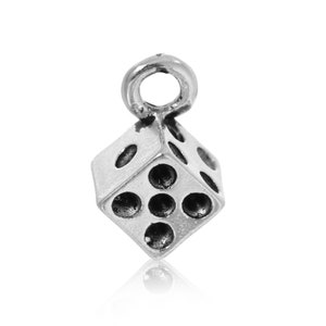 3D Antique Silver Dice Charm