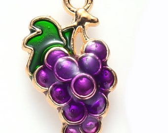 Enameled Purple Grapes Charm