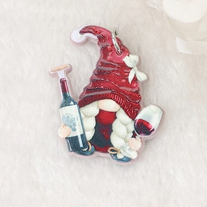 Large Double Sided Wine Gnome Charm
