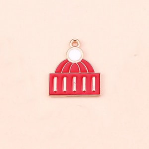 Enameled Red and White Knit Cap Charm
