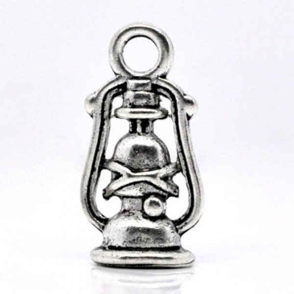 3D Antique Silver Lantern Charm