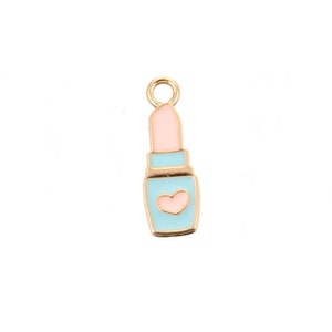 Pink Enameled Lipstick Charm
