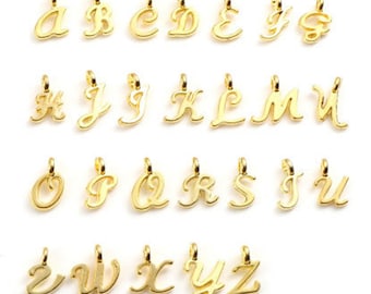 Mini Golden Script Letter Charm