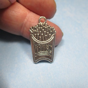 Antique Silver French Fries Charm