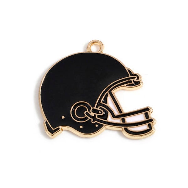 Enameled Football Black Helmet Charm