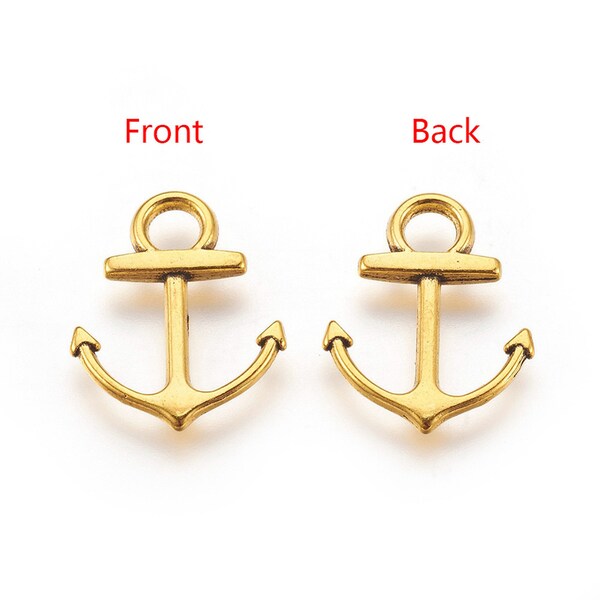 Double Sided Golden Anchor Charm