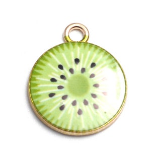 Enameled Kiwi Slice Charm