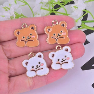 Enameled Teddy Bear Charm***Brown or White