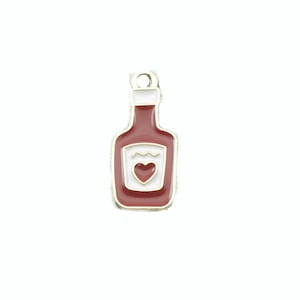 Enameled Bottle of Ketchup Charm