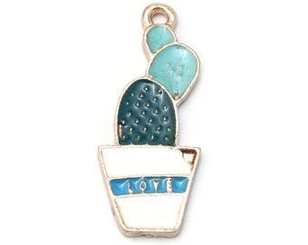 Enameled Potted Cactus Charm