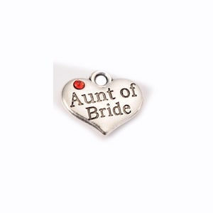 Aunt of the Bride Heart Charm w/ Red Crystal