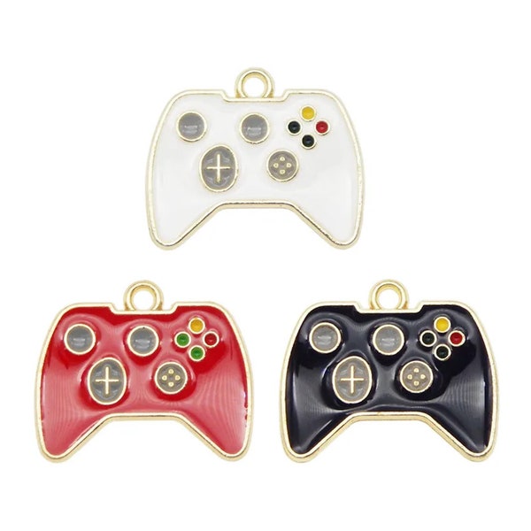 Enameled Red or Black Game Controller Charm