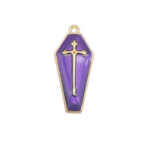 Enameled Purple Coffin Charm