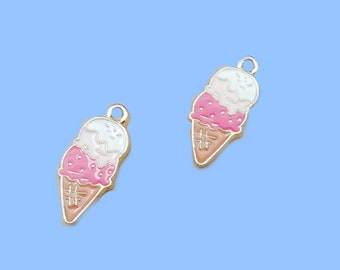 Enameled Double Scoop Ice Cream Cone Charm