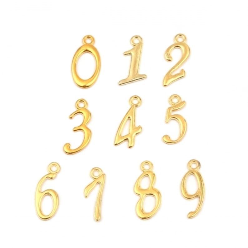 Golden Fancy Numbers Charm