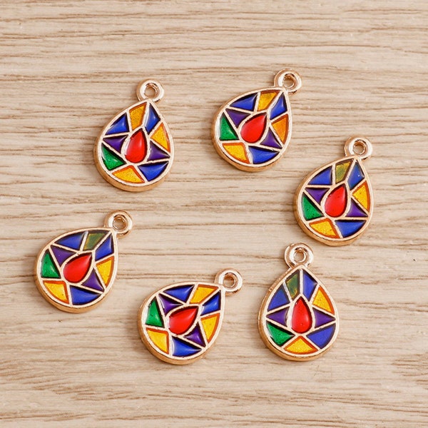 Vibrant Enamel Teardrop Earring Drops (Pair)