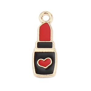 Red Enameled Lipstick Charm