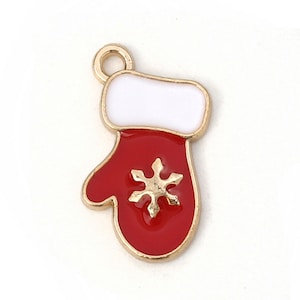 Red Enamel Mittens Charm