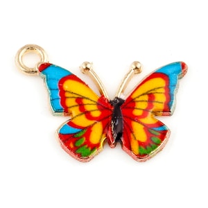 Enameled Blue/Orange Butterfly Charm