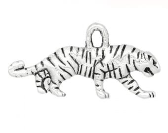 URONE 925 Sterling Silver Tiger Charm Bead - Fits Bracelets, Animal Jewelry Gift For Women & Men