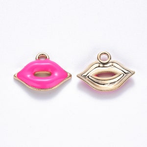 Pink Enameled Lips Charm