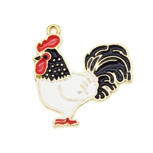 Enameled Rooster Charm