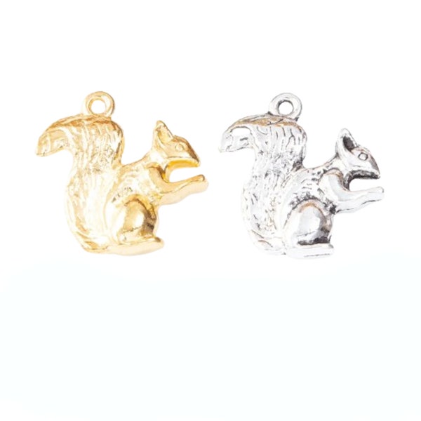 Double Sided Squirrel Charm** Gold or Silver Plate