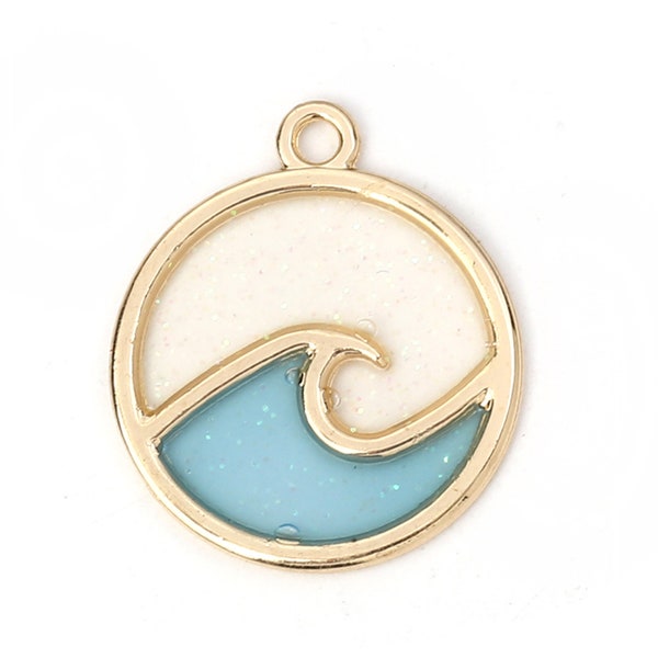 Sparkling Resin Ocean Waves Charm