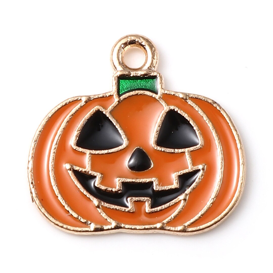 Enameled Jack O Lantern Pumpkin Charm - Etsy