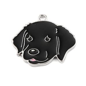 Large Enameled Black Dog Charm