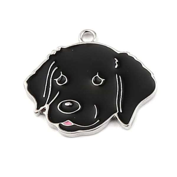 Large Enameled Black Dog Charm