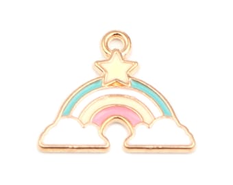 Enamel Rainbow W/Star and Clouds Charm