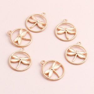 Dragonfly Gold Plated Circle Pendant