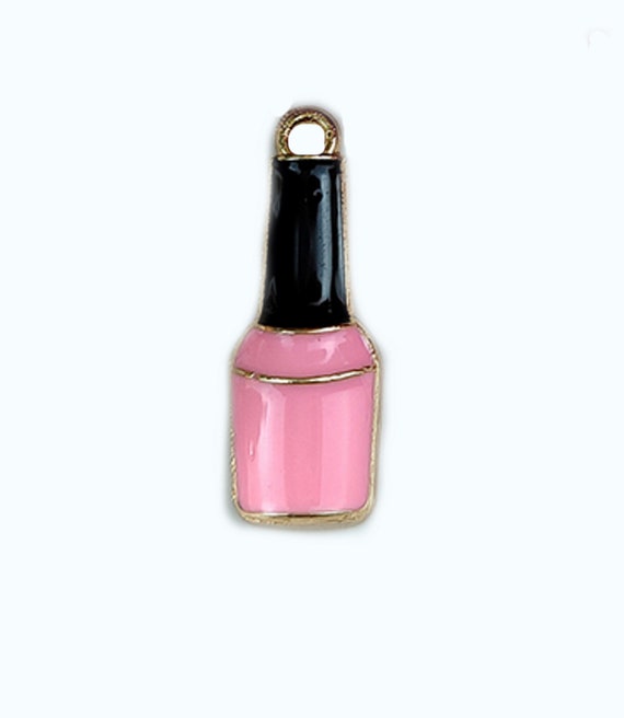 Enamel Pink Nail Polish Charm Etsy