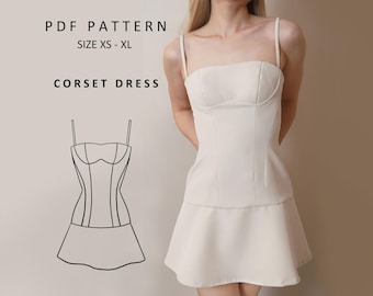 Corsetjurk pdf-patronen, naaipatroon