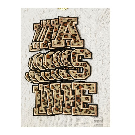 Leopard print Patch Letters, Chenille Embroidered cheetah Letters,Varsity Letter Iron on Patch