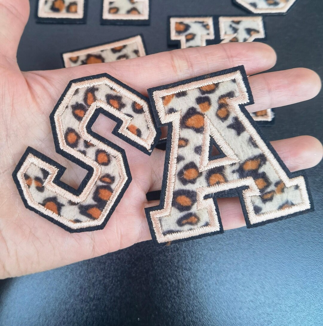 Leopard Print Patch Letters, Chenille Embroidered Cheetah Letters ...