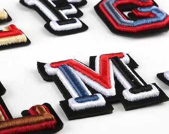 Parche de letra bordada en 3D: aplique para coser, alfabeto inglés