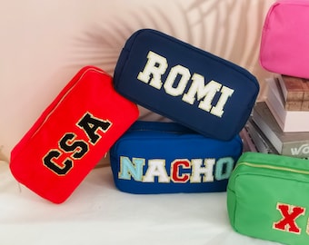 Custom Nylon Makeup Bag: Personalized Chenille Letter Patch