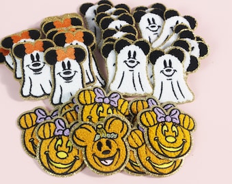 Disney Halloween iron on Mickey ghost patch- Minnie Mouse ghost patch- Mickey pumpkin patch- Minnie pumpkin patch- Disney Halloween