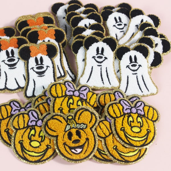 Disney Halloween iron on Mickey ghost patch- Minnie Mouse ghost patch- Mickey pumpkin patch- Minnie pumpkin patch- Disney Halloween